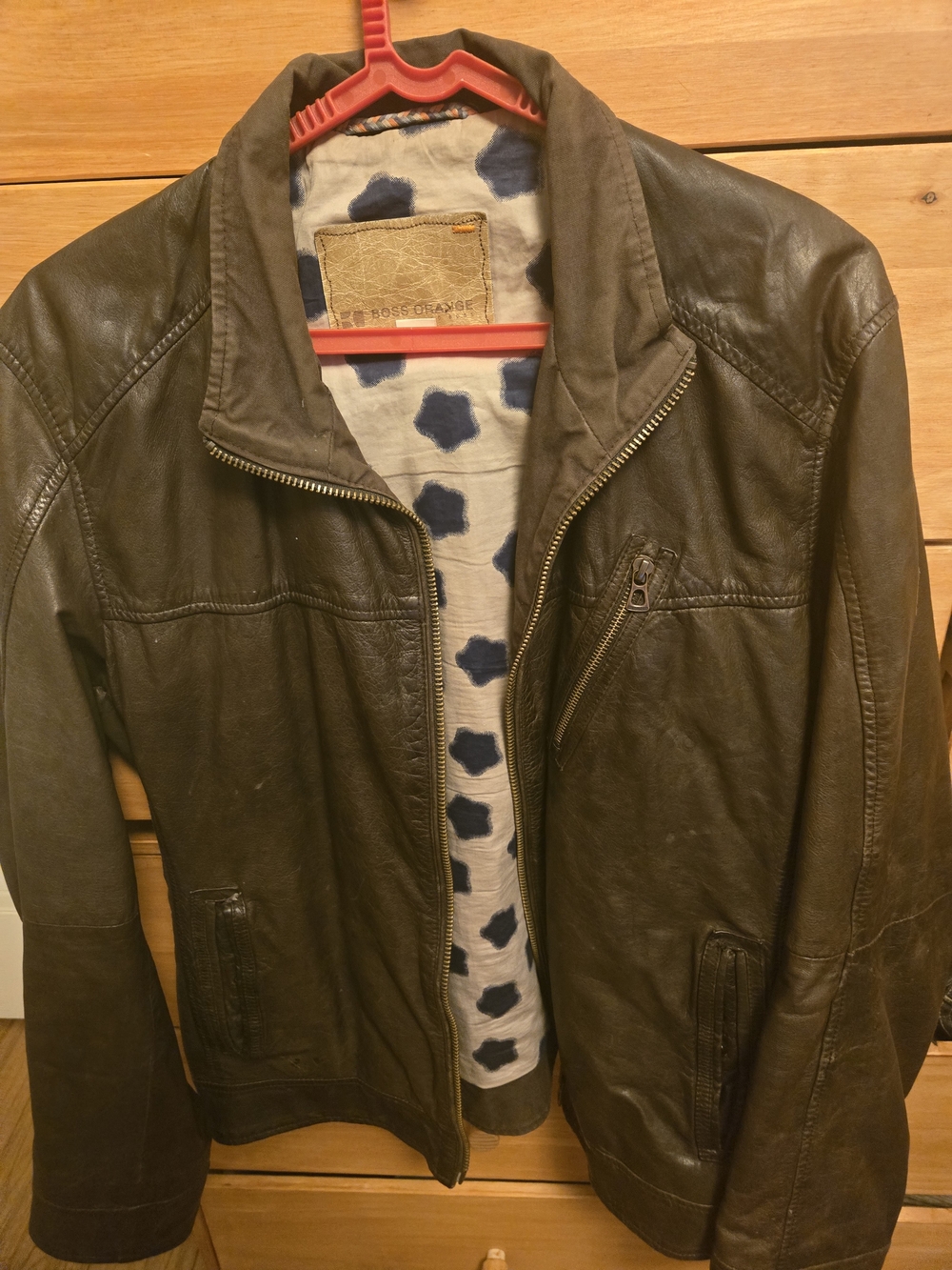 Men's Brown Leather Jacket - Boss Orange Style